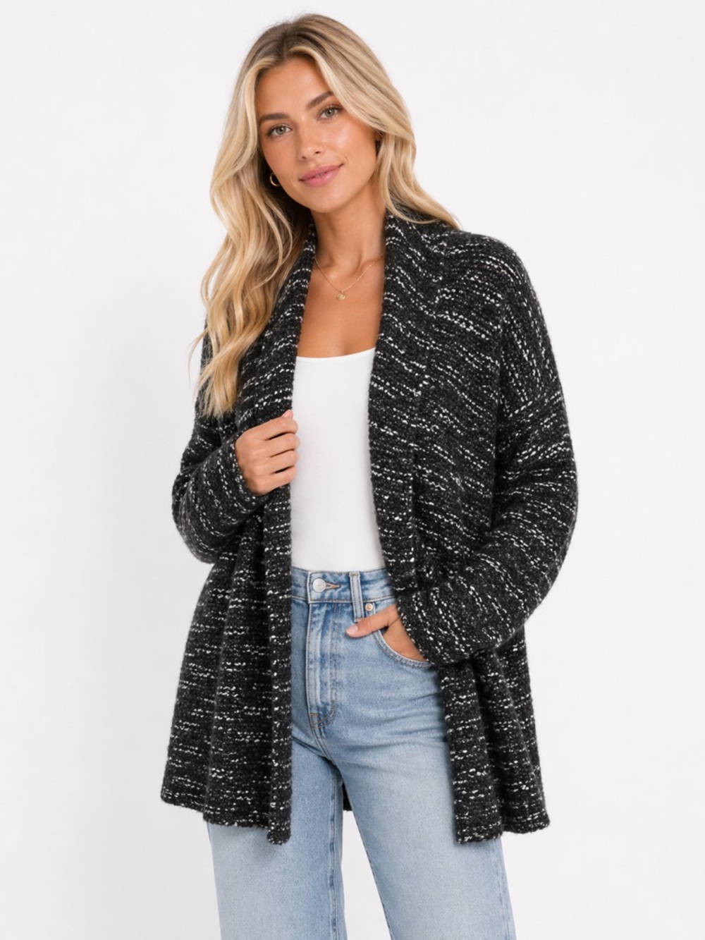 Mododoc Size XL Women's Black and White Knit Jacket